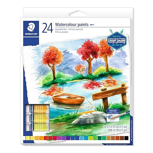 Staedtler Aquarell Water Colour Paint Set - Pack of 24 Tubes Staedtler Aquarell Water Colour Paint Set 24 Tubes | Watercolour Paint Set for Beginners & Artists