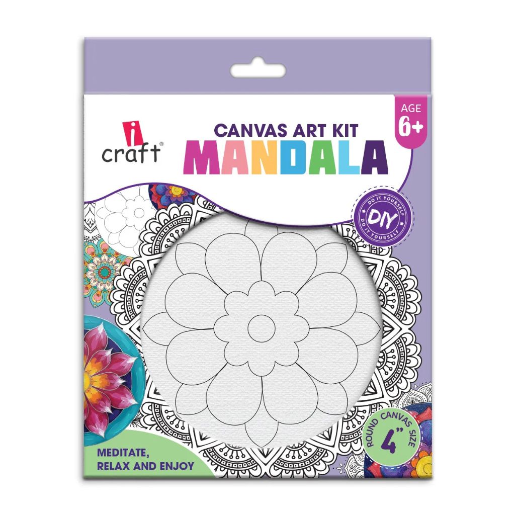 Icraft CAKM Icraft DIY Mandala Canvas Art Kit – 4" - Image 1
