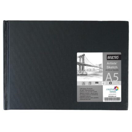 BRUSTRO Artists Sketch Book Stitched Bound A5 Size, Landscape, 156 Pages, 90 GSM