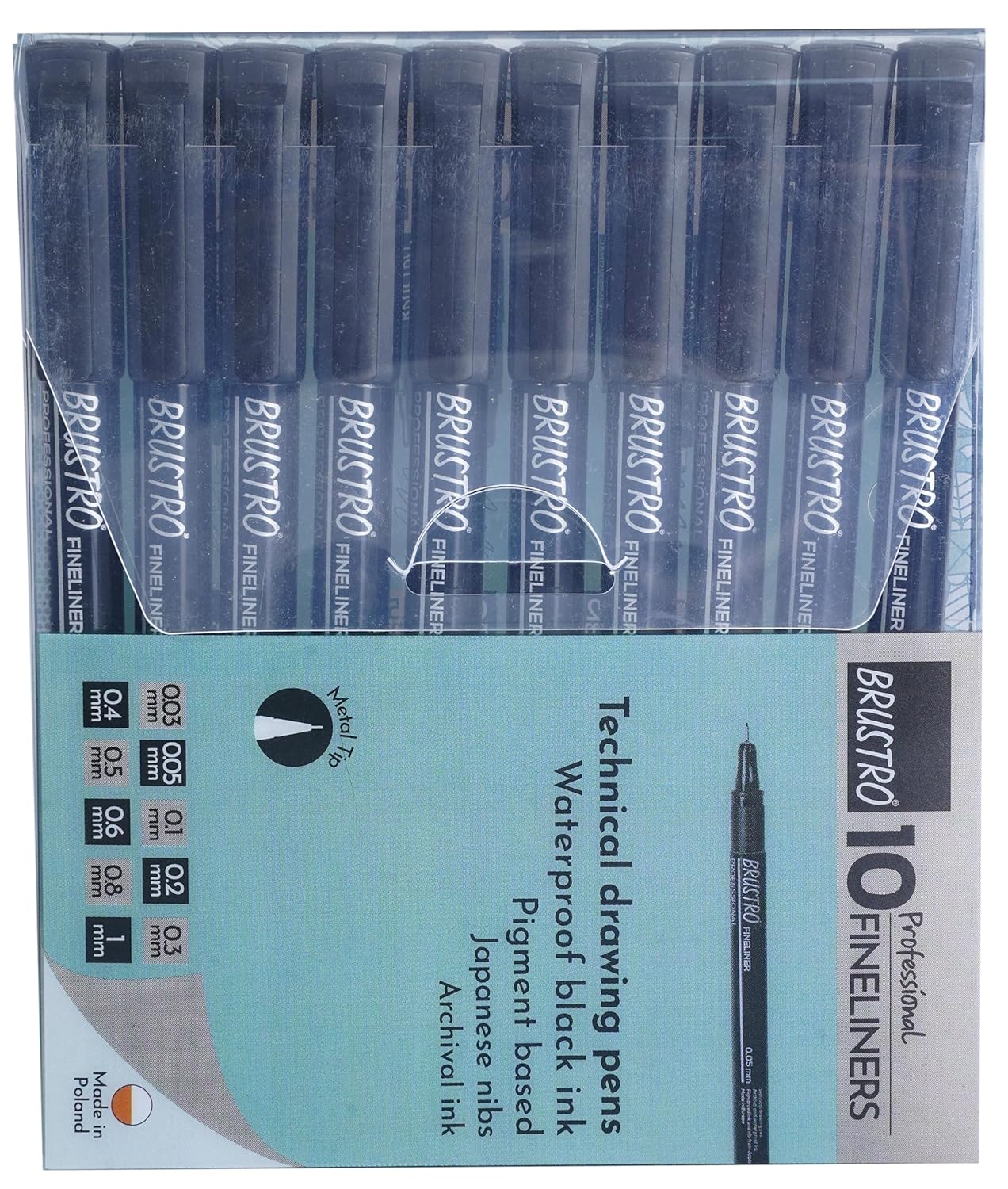 BRUSTRO Professional Pigment Based Fineliner Pen Black Set of 10 Brustro Professional Pigment Based Fineliner Pen Black Pack of 10 |Tip Size