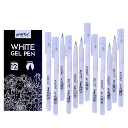 BRUSTRO White Gel Pen Pack of 12