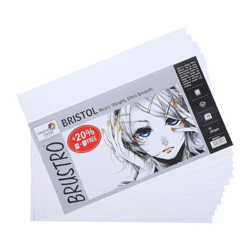 Brustro Bri 251 Brustro Ultra Smooth Bristol A3 Size Sheets, 250 GSM (Pack of 10 + 2 Free Sheets) - Image 1