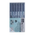 BRUSTRO Professional Pigment Based Fineliner Pen Black Set of 6 - Tip Size 0.05mm, 0.1mm, 0.2mm, 0.3mm, 0.5mm, 0.8mm