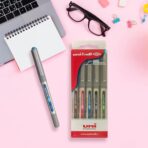 Uniball Eye UB 157 Roller Pen Wallet Pack | Blue, Black, Red, Green & Pink Ink, Pack of 5 - Image 2
